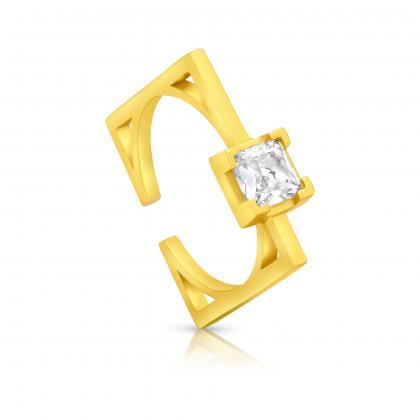Gold Cz Square Ring, Gold Solitaire Cz Ring,..