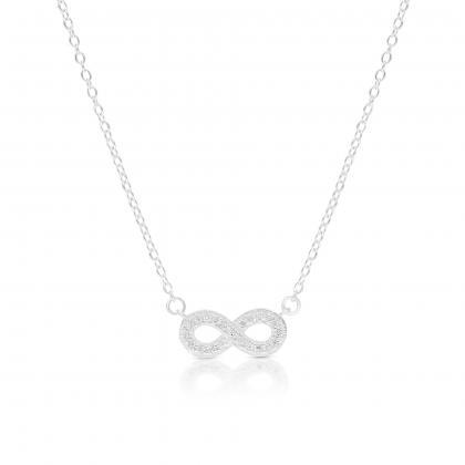 925 Sterling Silver Cz Infinity Necklace, Inifnity..