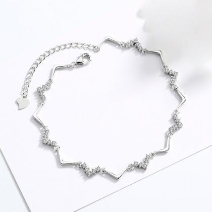 Cz Chain Bracelet, Sterling Silver Chain Bracelet,..