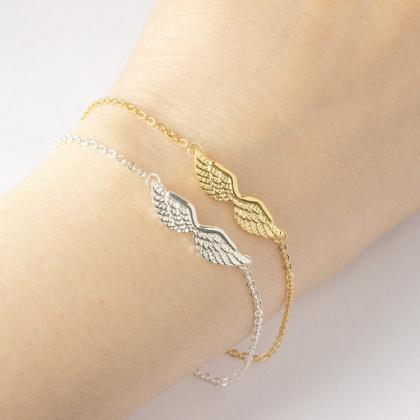 Angel Wing Bracelet, Gold Wing Bracelet, Wing..