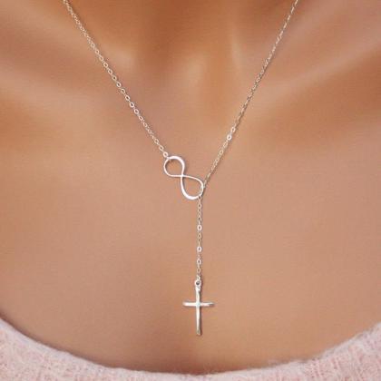 Sterling Silver Cross And Infinity Necklace,..