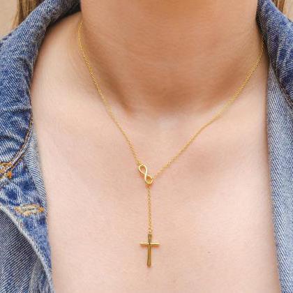 Sterling Silver Cross And Infinity Necklace,..