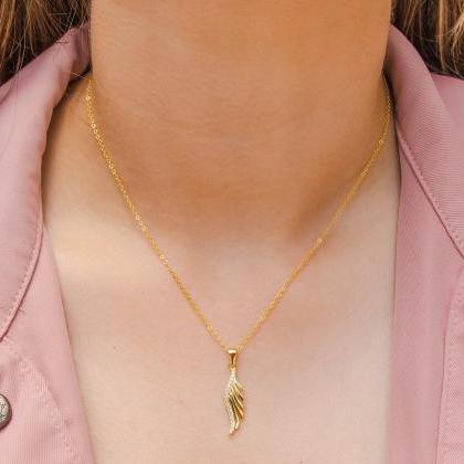 Gold Angel Wing Necklace, Delicate Cz Necklace,..