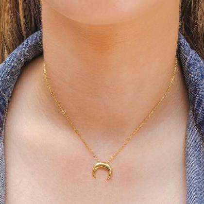 Crescent Moon Necklace, Tusk Necklace, Upside Down..
