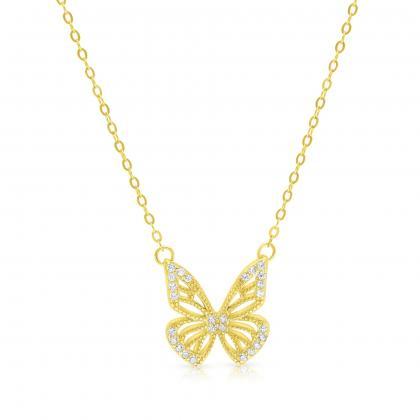 Cz Butterfly Necklace, Gold Butterfly Necklace,..