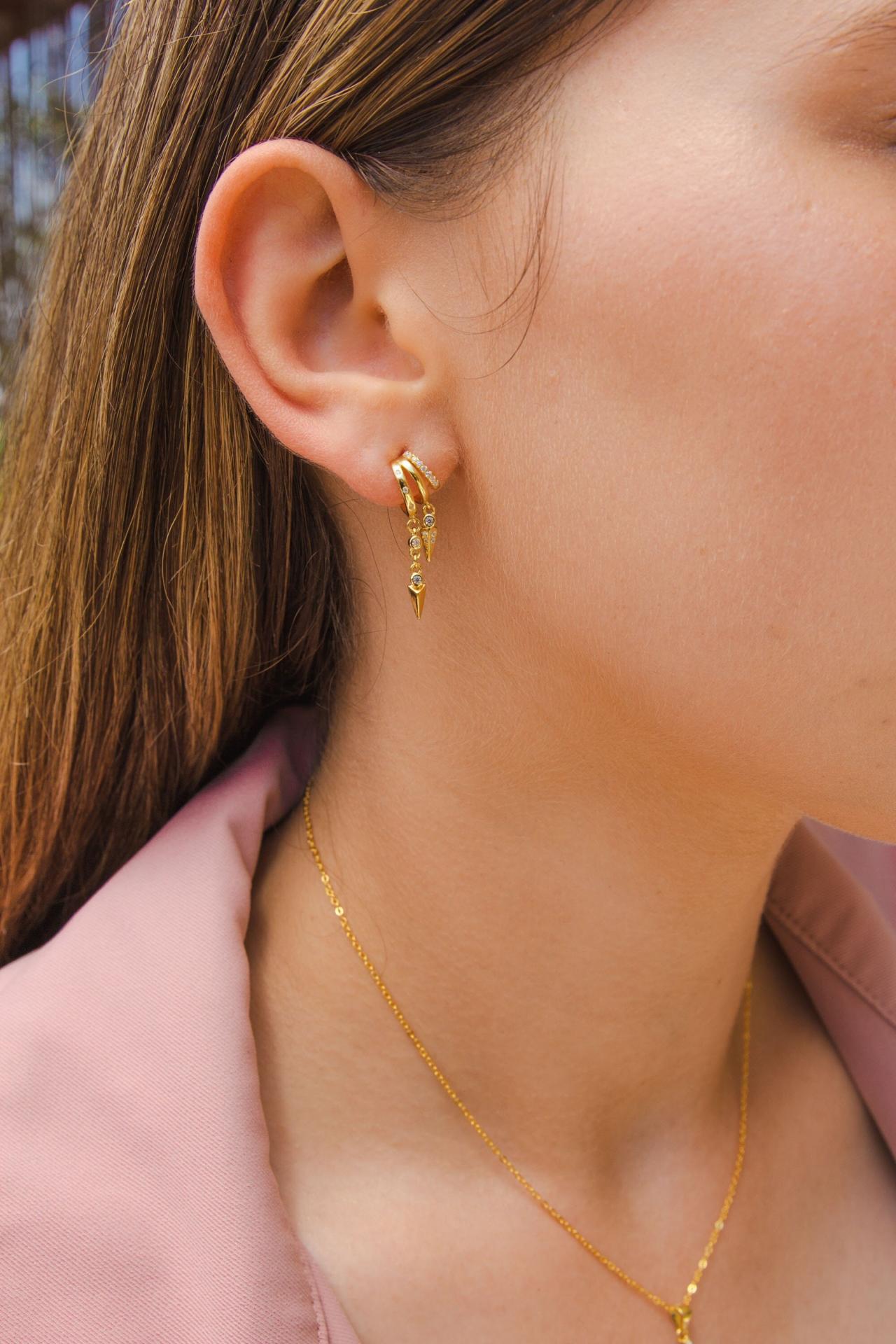 Gold Tassel Earrings, Cz Tassel Earrings, Gold Cz Stud Earrings, Sparkling Earrings, Gold Cz Dangle Earrings, Elegant Earrings, Unique